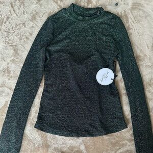 Shimmering Black Long Sleeve Top